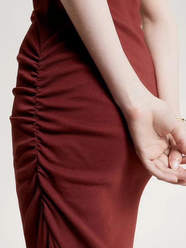 Ruched Slim Fit Midi T-Shirt Dress