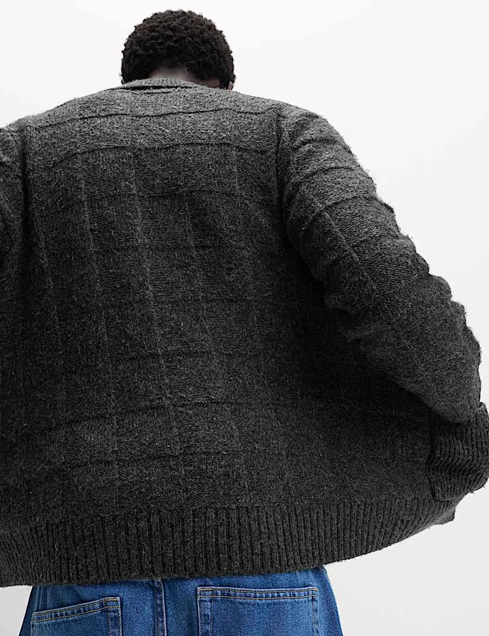 Textured Knitted Zip Up Jacket with Wool