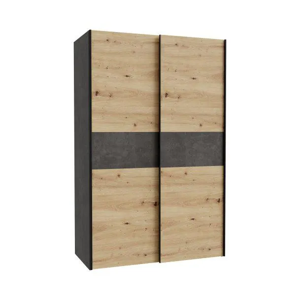 Skříň šatní s posuvnými dveřmi dub artisan/beton KHANEA KHNS62331-M171