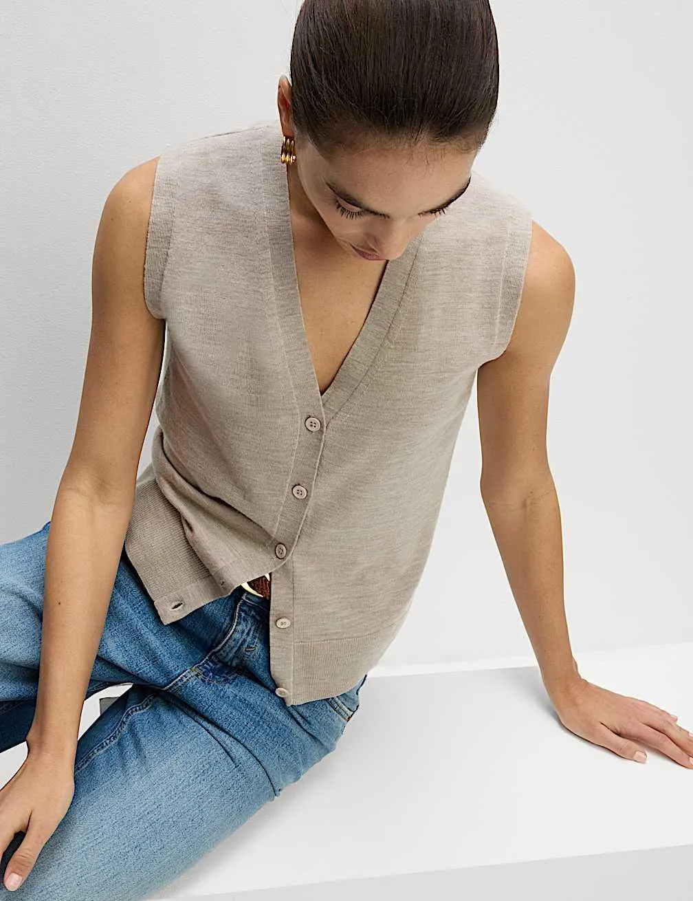 Pletená vesta z čisté merino vlny