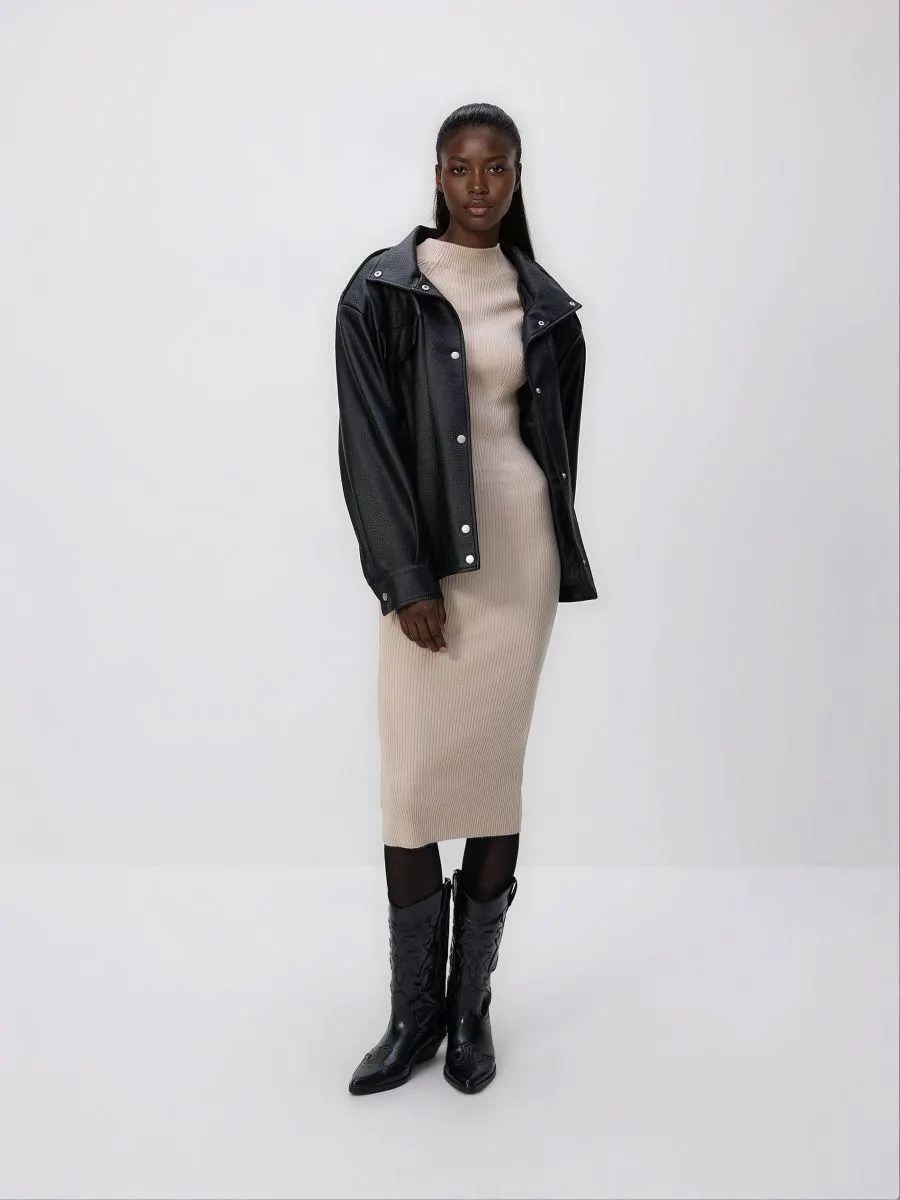 Žebrované šaty s viskózou