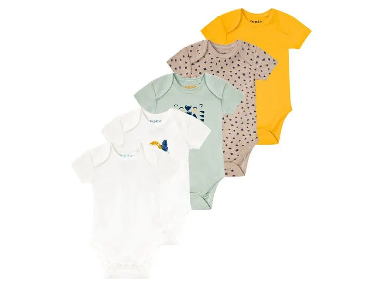 lupilu® Chlapecké body s krátkými rukávy BIO, 5 kusů
