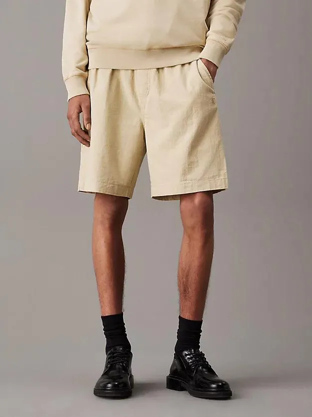 Textured Cotton Shorts