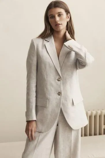 - Einreihiger Blazer aus Leinen