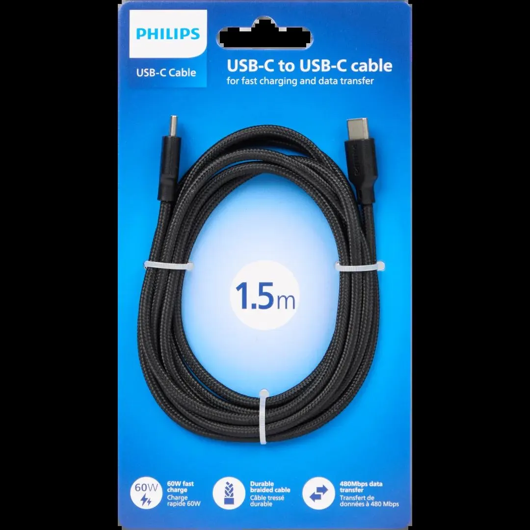 Nabíjecí a datový kabel Philips USB-C na USB-C
