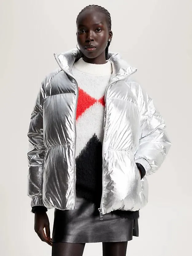 TH Modern Metallic Puffer Jacket