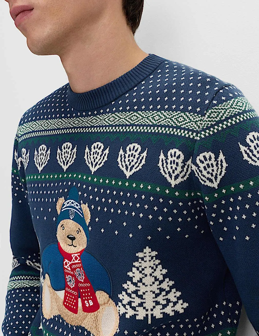 Svetr z čisté bavlny s motivem Skotska a Spencer Bear™
