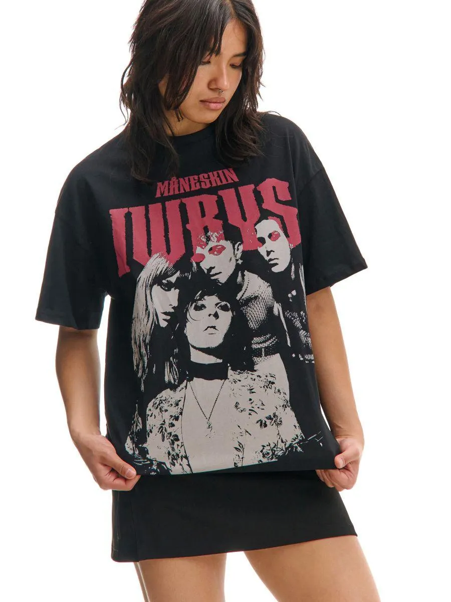 Černé tričko s potiskem Måneskin