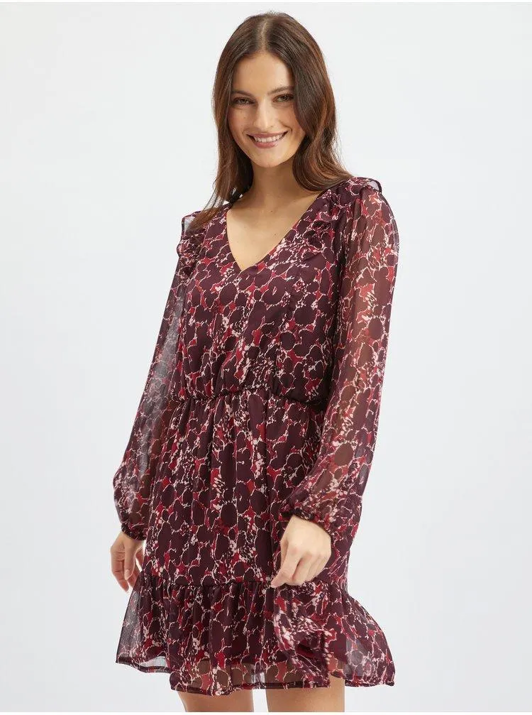 Vínové dámské vzorované šaty ORSAY