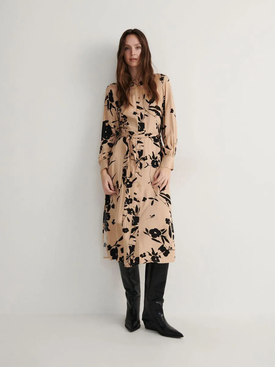 Rochie tip cămașă cu flori