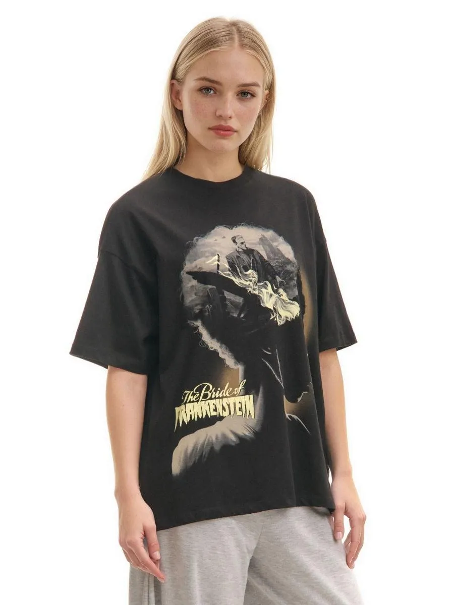 Černé tričko s potiskem The Braid of Frankenstein