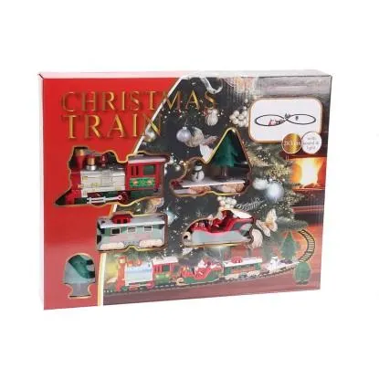 Dekorativní vánoční vláček svíticí a vydávající zvuky, 22dílná sada, 283 cm