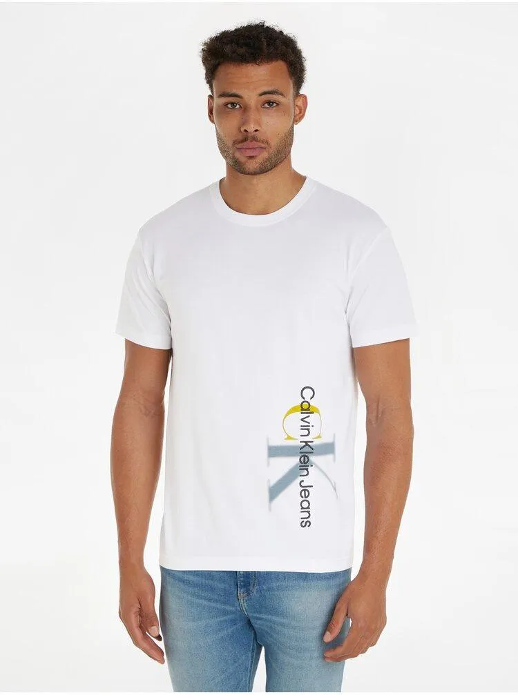 Bílé pánské tričko Calvin Klein Jeans Two Tone Monologo Tee