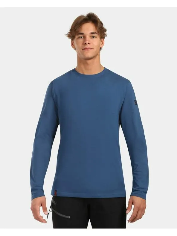 Pánské bavlněné tričko s dlouhým rukávem Kilpi PROMOX-M Tmavě modrá