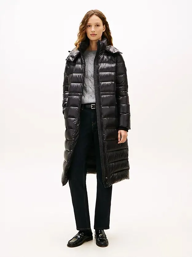 Shiny Down Longline Puffer Coat