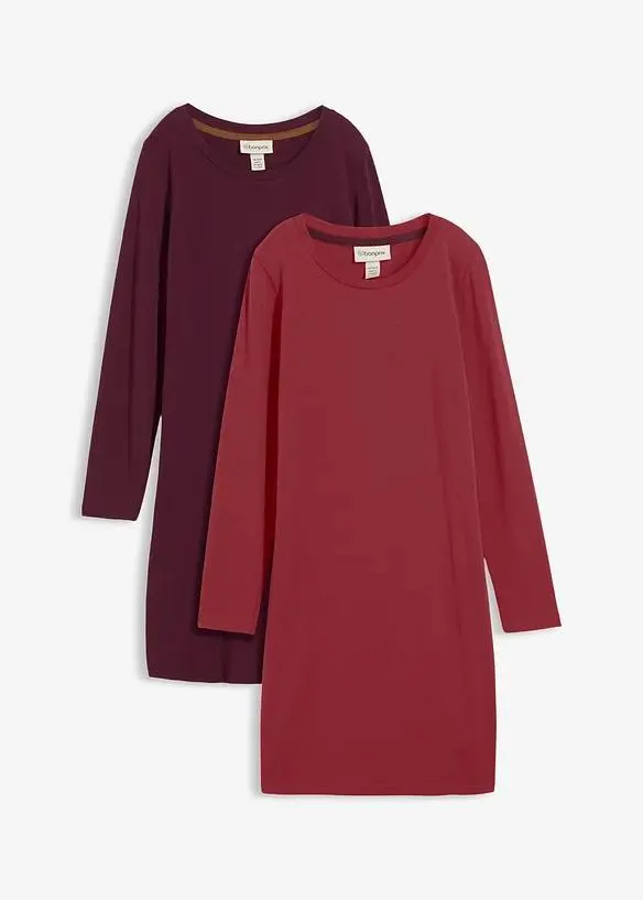 Žerzejové šaty z bavlny se strečem (2 ks v balení)