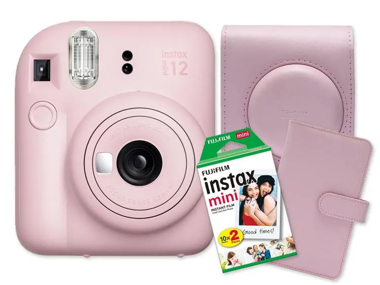 Fujifilm instax mini 12™, růžový + Colorfilm (20ks) & album & pouzdro