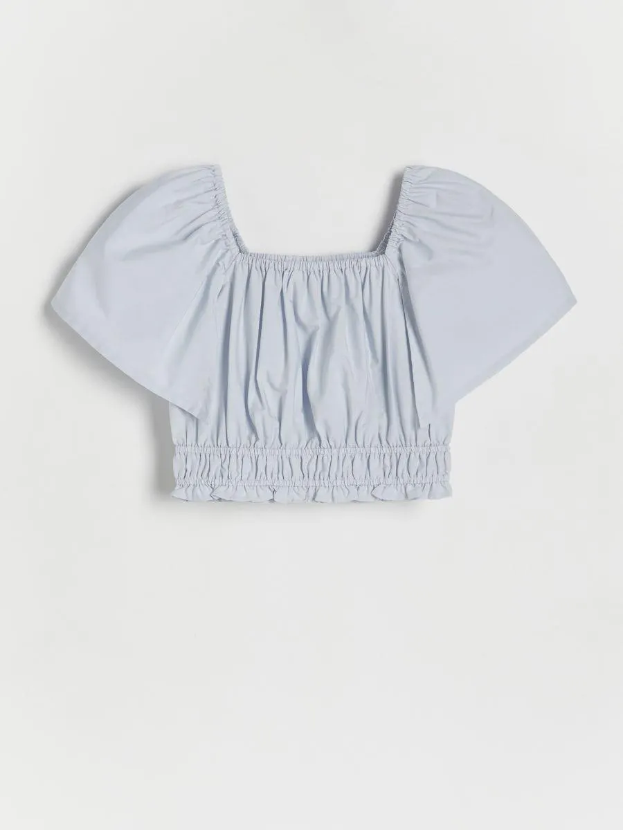 Hladká halenka s balonovými rukávy