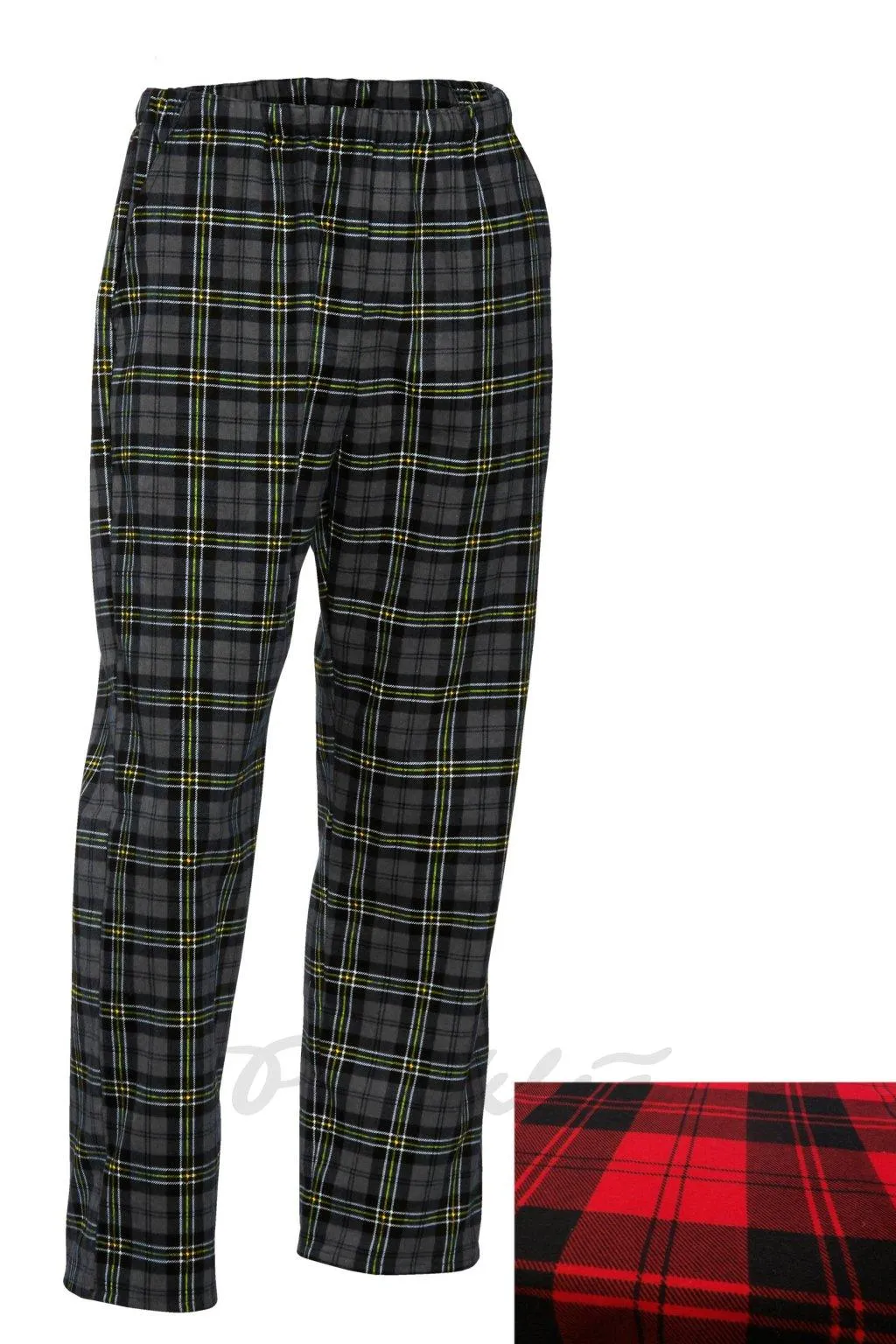 Pánské flanelové domácí kalhoty s regulací gumy v pase červená kostka