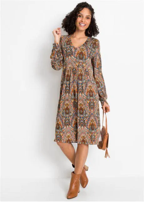 Žerzejové šaty s kašmírovým vzorem