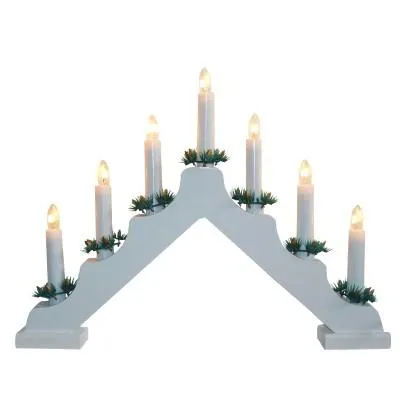 M.A.T. Elektrický vánoční svícen bílý 7 svíček 2700-3000 K, 30 x 40 x 4,8 cm