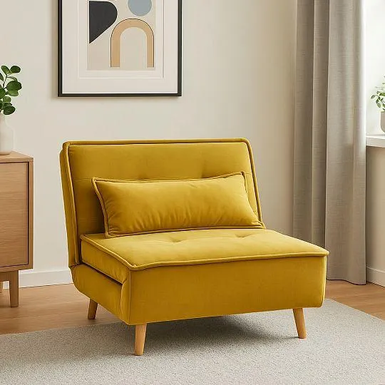 CHILLA 6 rozkládací pohovka 100 cm, hořčicová