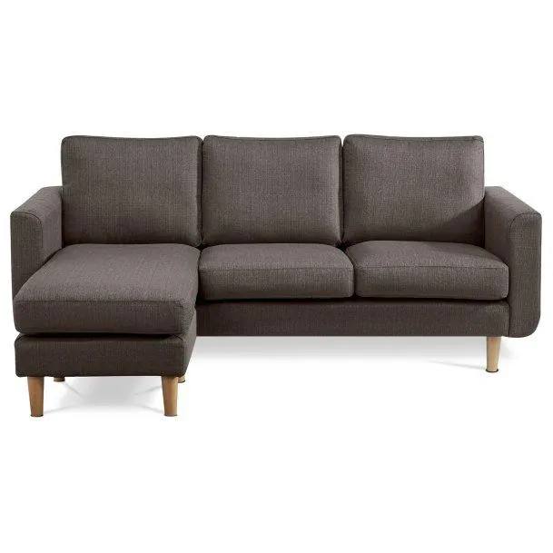 Trojmístná sedačka s mobilním taburetem šedohnědá ASB-017 GREY