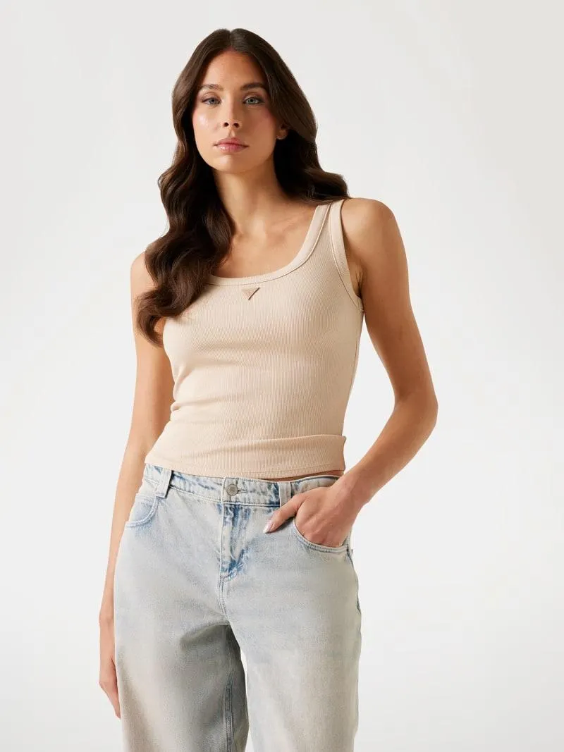 Top sin mangas de punto acanalado