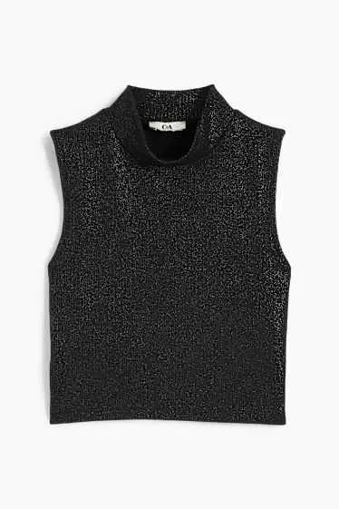 Krátký top - žebrovaný - s třpytivým efektem