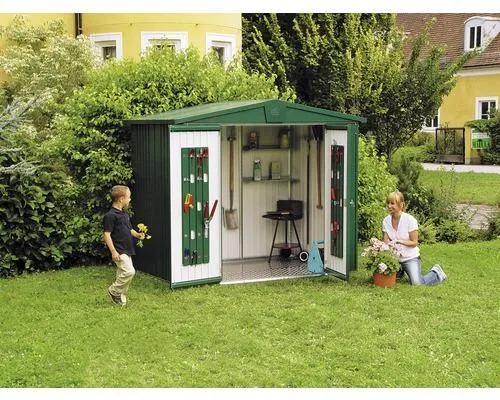 Plechový zahradní domek Biohort Europa 4 vel. 224 x 224 cm zelený
