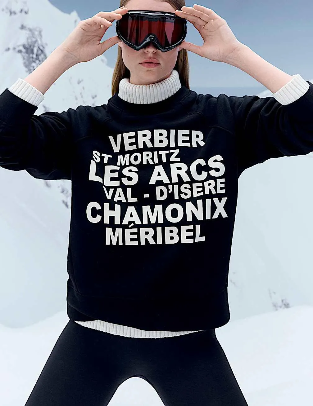 Cotton Rich Slogan Off Piste Crew Neck Relaxed Sweatshirt