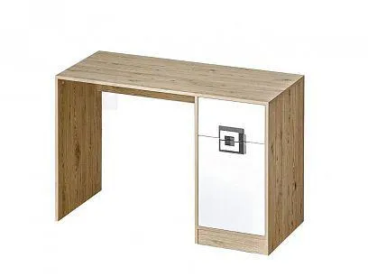 NIKOS 10 psací stůl, bílá/dub jasný - úchyt šedý