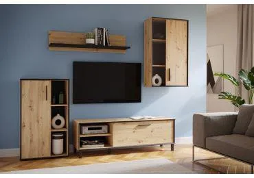 Obývací stěna DIODORO, dub artisan/černá, 5 let záruka