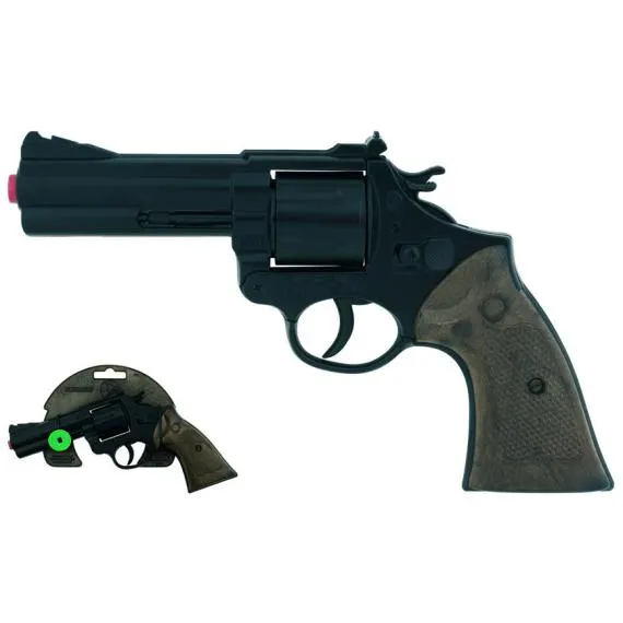 Policejní revolver černý kovový 12 ran