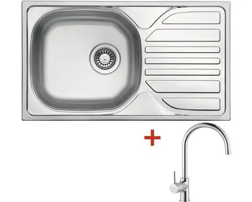 Nerezový dřez s baterií Sinks COMPACT 760 V+VITALIA 435 x 760 mm CMM7605VVICL