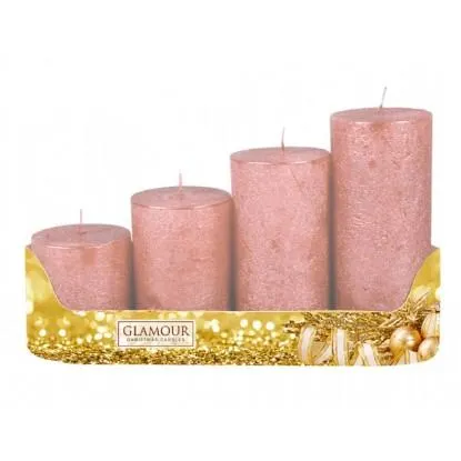 Nohel Garden Adventní svíčky stupňovité rustikální metalické růžové 4 ks