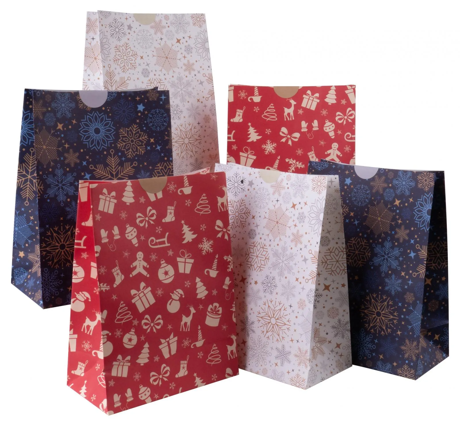 Vánoční sáčky 6 ks, 15 x 21 x 8 cm, vč. samolepek