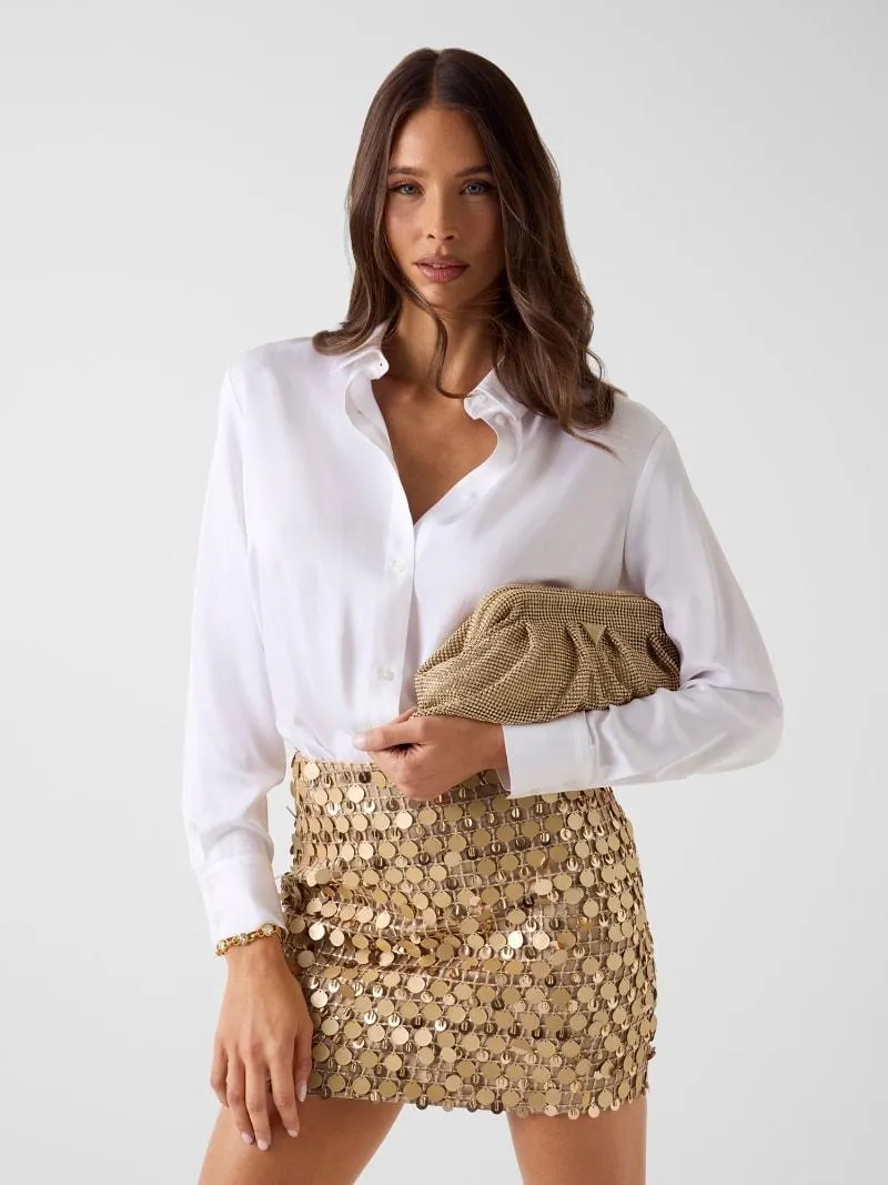 Camisa de satén con lazo