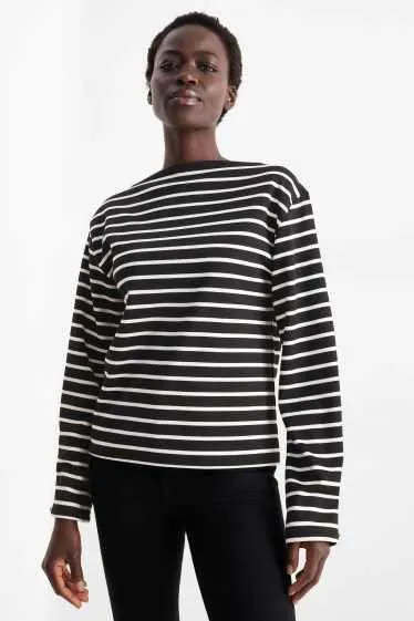 Tričko s dlouhým rukávem - regular fit - pruhované