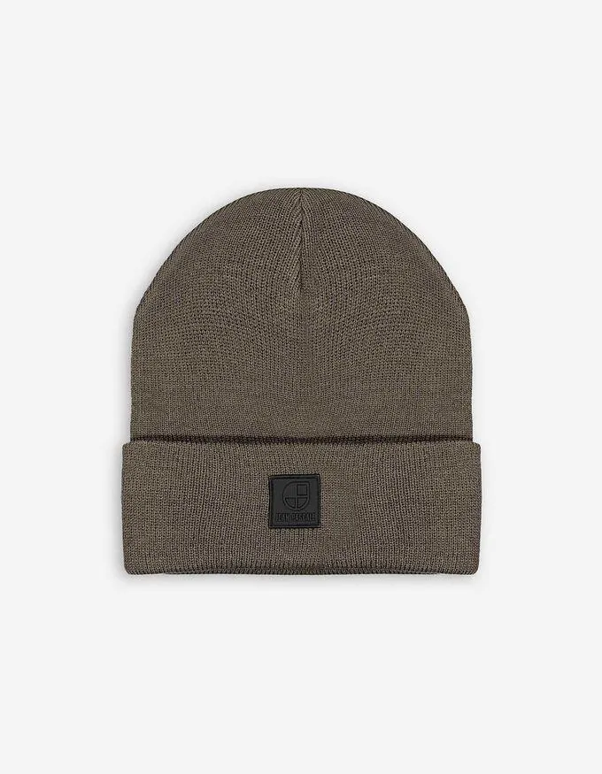 Pletená čepice - Ohrnutý lem - tmave zelena