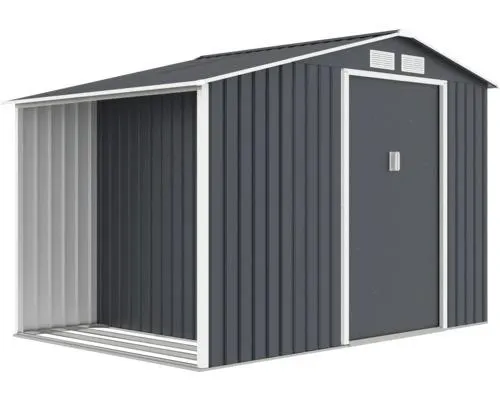 Plechový zahradní domek Rojaplast Luke A-2 268 x 181 cm tmavě šedý