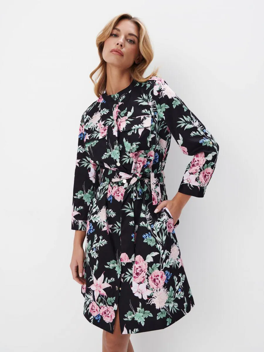 Košilové mini šaty s květinovým vzorem