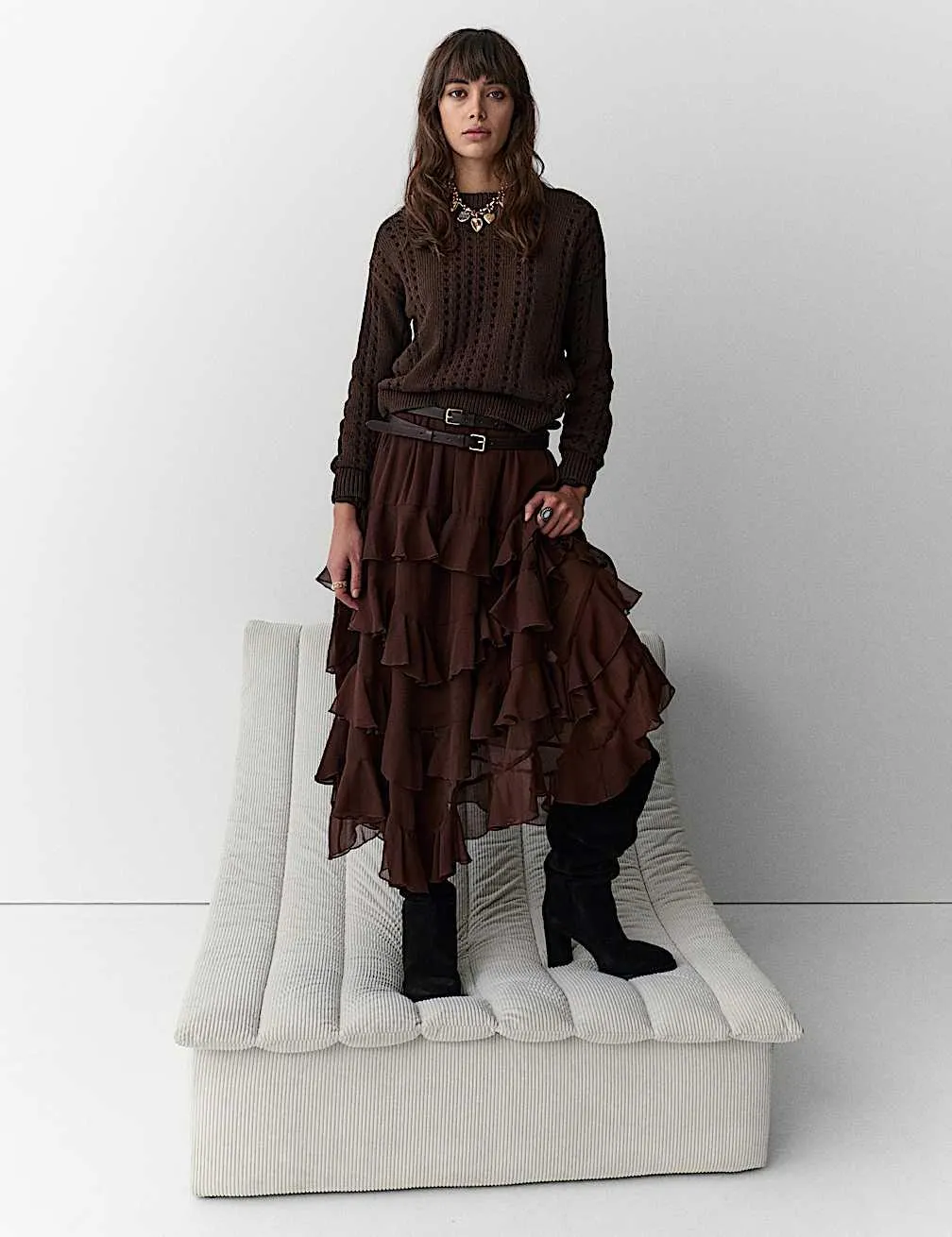 Svetr z čisté bavlny s háčkovaným vzorem