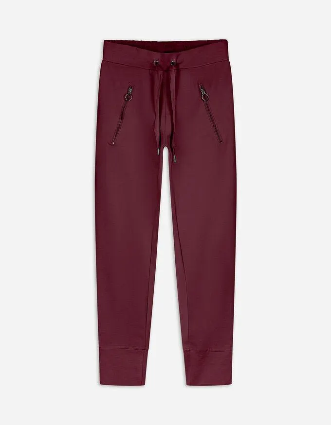 Joggingové kalhoty - Na spodním lemu šňůrka na stažení - tmave cervená