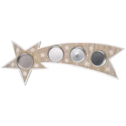 Dřevěný adventní svícen - kometa, 31,5 x 12,5 cm