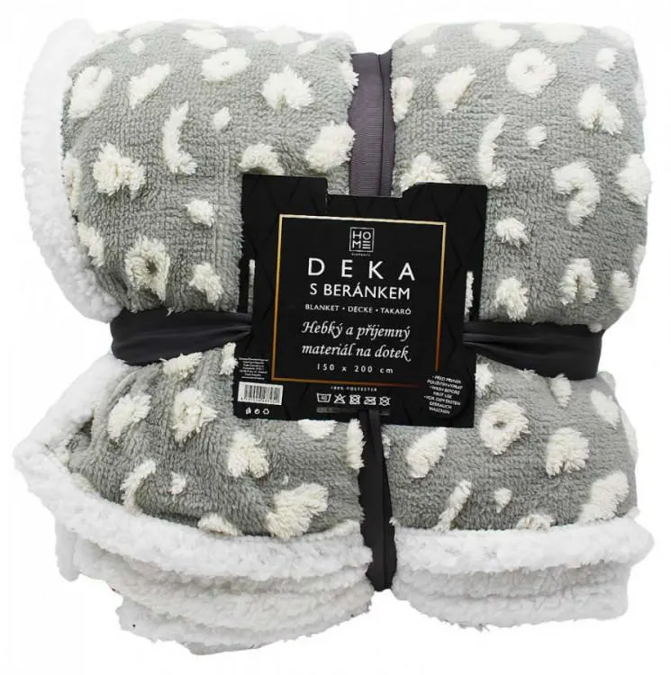 Deka beránek 150 x 200 cm šedobílá