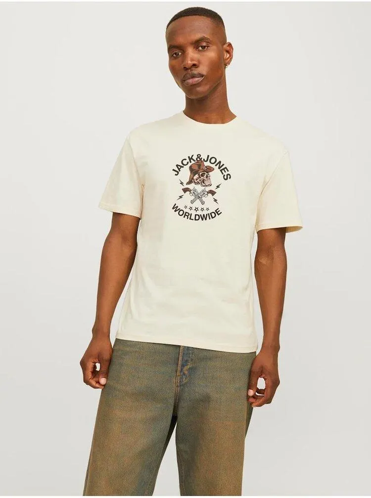 Krémové pánské tričko Jack & Jones Seven