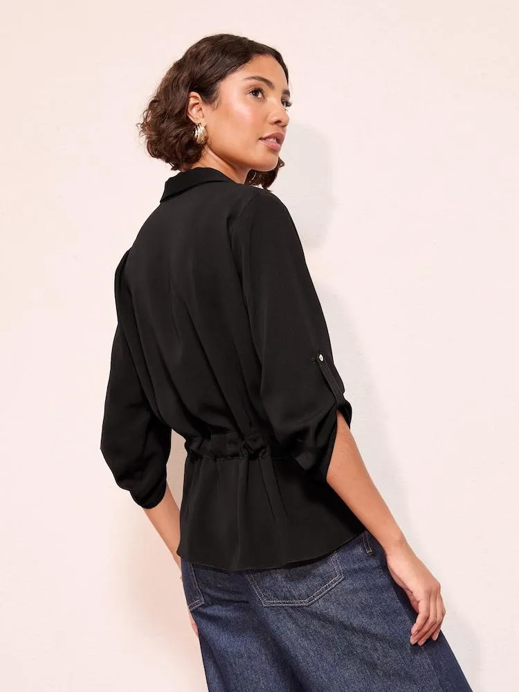 Černý - Friends Like These Košile v praktickém stylu se zavazováním v pase