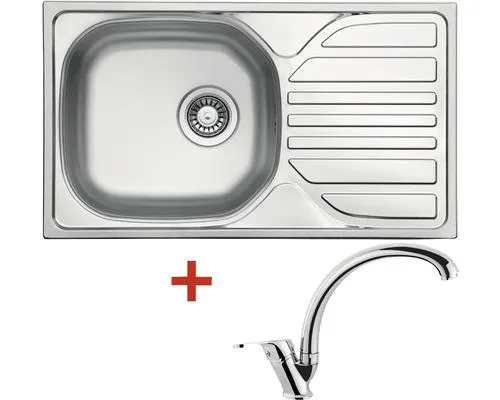 Nerezový dřez s baterií Sinks COMPACT 760 V+EVERA 435 x 760 mm CMM7605VEVCL