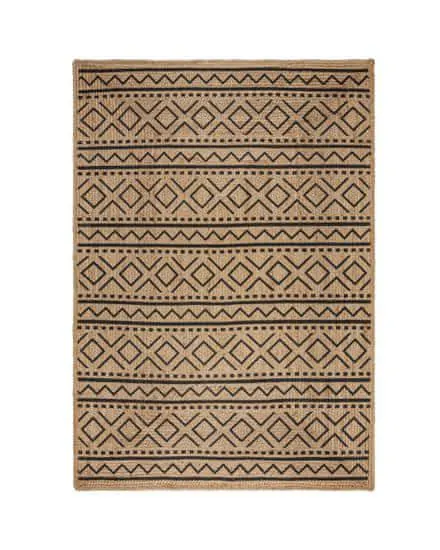 Flair Kusový koberec Printed Jute Luis Natural/Black 80x150